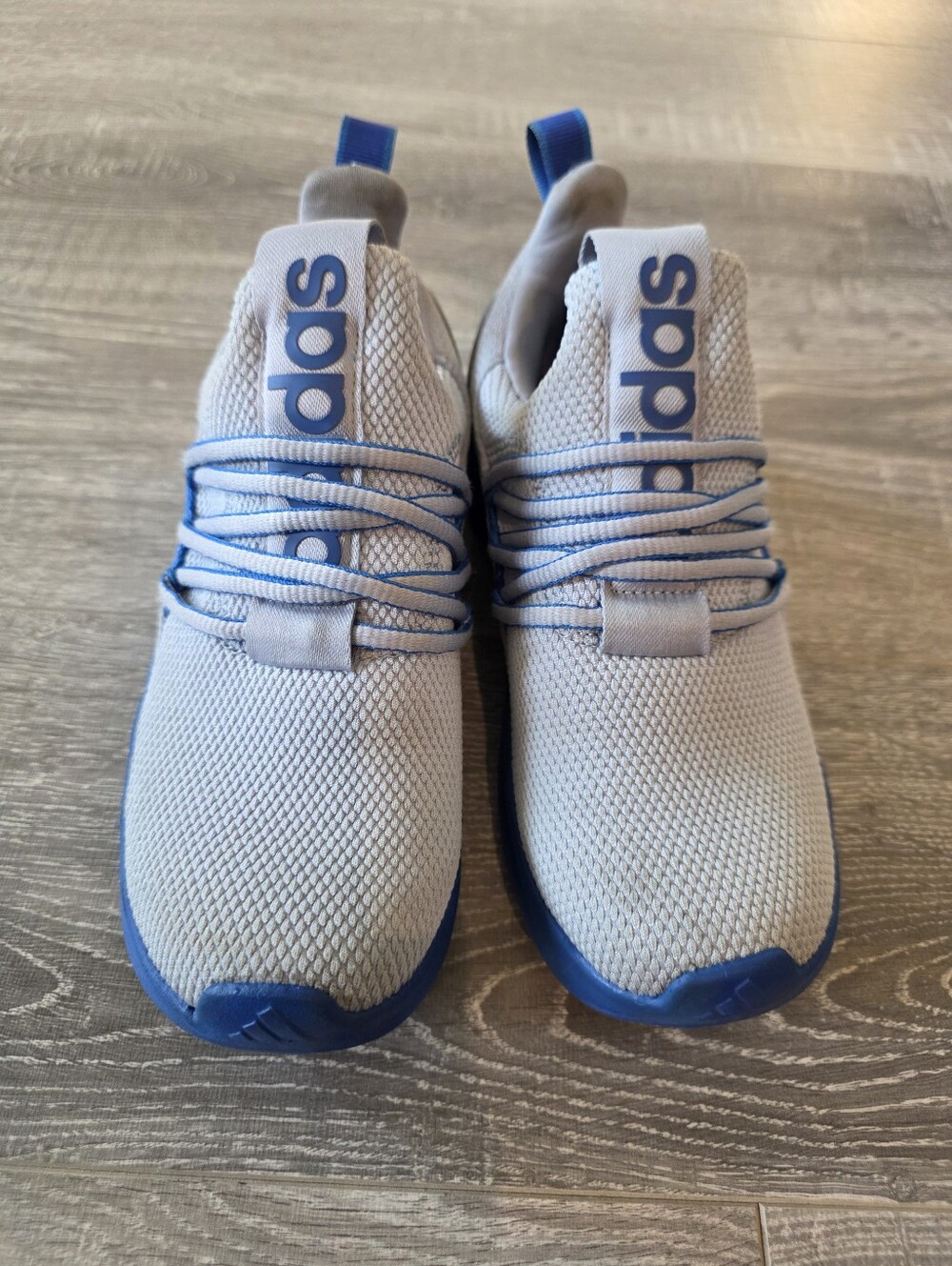 Adidas Lightweight Knit Sneakers in Light Gray and Blue - Picture 2 of 6